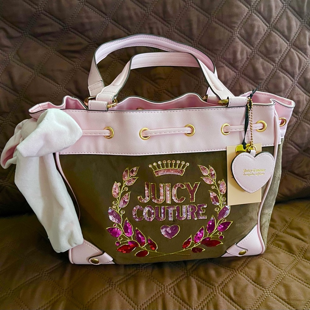 Juicy Couture Pink and Olive Tote Bag